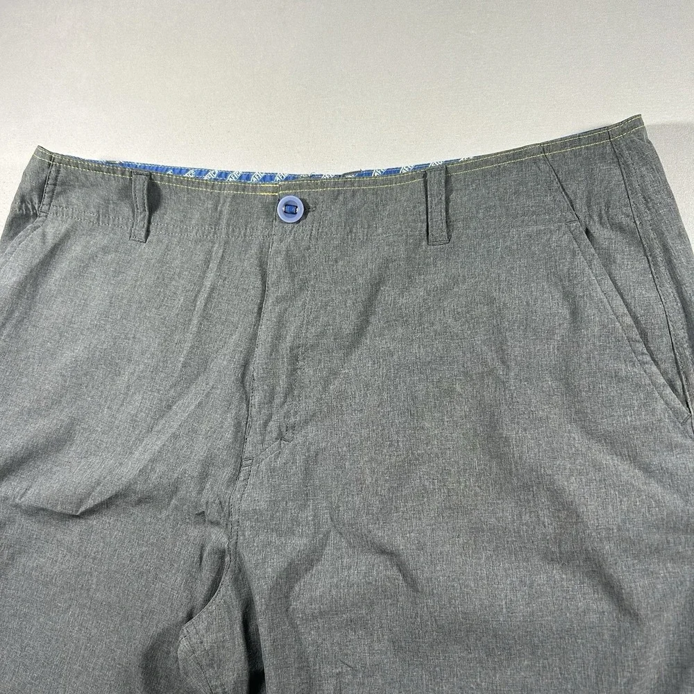 AFTCO Hybrid Fishing Shorts Mens 36 Gray Chino Quick Dry Stretch Zip Fly